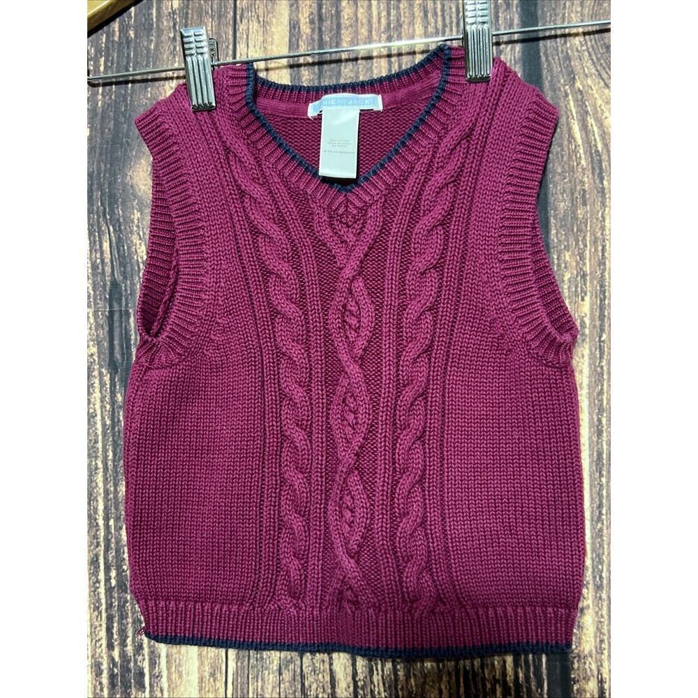 Janie And Jack Baby Boys Red Sweater Vest Size 18 to 24 Months V Neck
